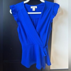 Monteau Women's Vibrant Blue V-neck Blouse